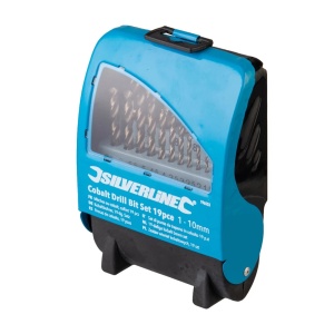 Set de 19 burghie cu varf de cobalt Silverline, 1-10 mm