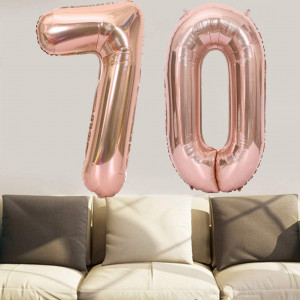 Set de 2 baloane pentru aniversare 70 ani Feelairy, folie, roz, 100 cm - Img 2