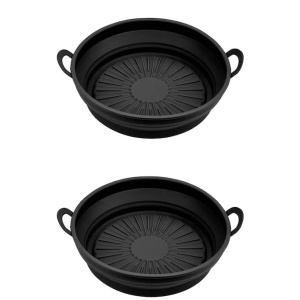 Set de 2 cosuri pentru friteuza cu aer Pipihome, silicon, negru, 19 x 16 x 7 cm