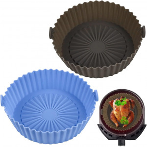 Set de 2 cosuri pentru friteuza cu aer Tongboke, silicon, albastru/gri, 20,7 x 16,5 x 6,7 cm
