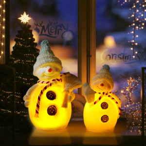 Set de 2 decoratiuni iluminate pentru Craciun Cclife , LED, ceara, alb/rosu, 16 x 11 x 7 cm /12,5 x 9x 7 cm - Img 1