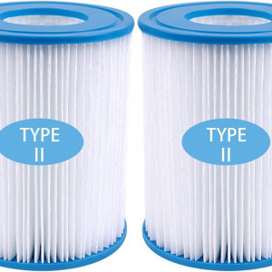 Set de 2 filtre pentru piscina YUNSTK, ABS, alb/albastru, 15,5 x 5,1 cm