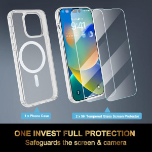Set de 2 folii pentru ecran si husa de protectie pentru iPhone 14 Plus Fyy, TPU, transparent, 6,7 inchi