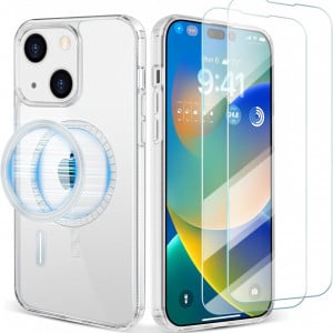 Set de 2 folii pentru ecran si husa de protectie pentru iPhone 14 Plus FYY, TPU, transparent, 6.7 inchi