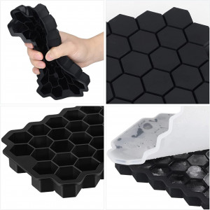 Set de 2 forme pentru cuburi de gheata ChuerTech, silicon, negru, 18/21,7 cm - Img 7