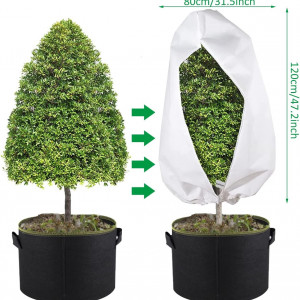 Set de 2 huse de protectie pentru plante N//C, textil, alb/albastru, 120 x 180 cm