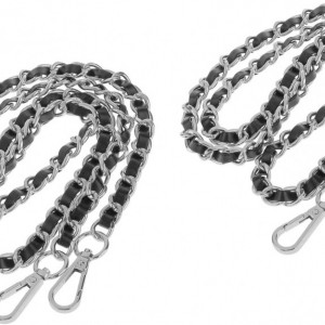 Set de 2 lanturi de inlocuire posete, metal, argintiu/negru, 120 cm