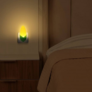 Set de 2 lumini de noapte pentru copii, model porumb, plastic, galben/verde, 10 x 4 cm 