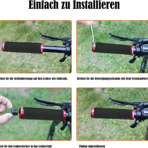 Set de 2 manere ergonomice pentru biciclete/ scutere PenuSpt, rosu/negru, spuma, 22,3 mm - Img 4