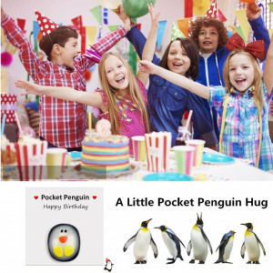 Set de 2 mini pinguini si 2 felicitari Yizemay, sticla/hartie, multicolor