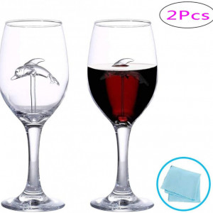 Set de 2 pahare pentru vin Dolphin, sticla, 21 x 7,5 cm, 300 ml - Img 2