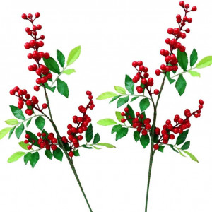 Set de 2 plante artificiale Hpamba, metal/plastic, verde/rosu, 17 cm - Img 1