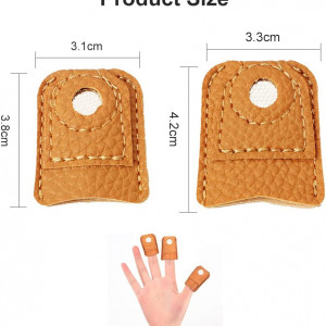 Set de 2 protectii de deget pentru cusut Helweet, piele, maro, 4,2 x 3,3 cm / 3,1 x 3,8 cm - Img 5