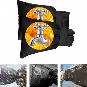Set de 2 protectii impermeabile pentru robinet Butyeak, nailon, negru/portocaliu/argintiu, 14 x 19 cm