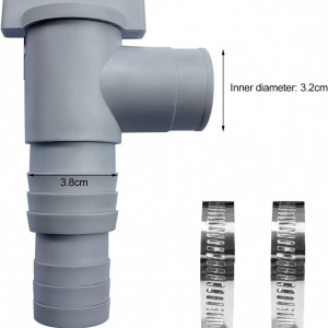 Set de 2 robineti si 4 cleme pentru piscine Shunfaji, plastic/metal, gri, 32 mm - Img 8