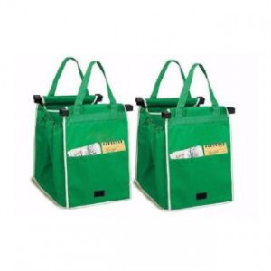 Set de 2 sacose reutilizabile pentru cumparaturi, care se ataseaza la cosul de cumparaturi - Img 1