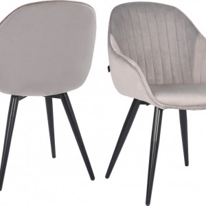 Set de 2 scaune Isalie, gri/negru, 57 x 62 x 84 cm