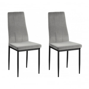 Set de 2 scaune Kelly - catifea gri/metal