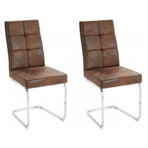 Set de 2 scaune Lale, microfibra/metal, maro/argintiu, 45x61x95 cm