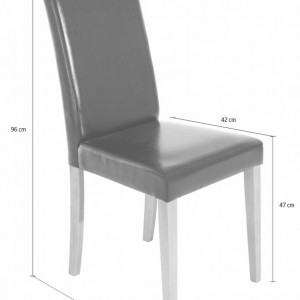 Set de 2 scaune Lion piele sintetica - alba/stejar - Img 2