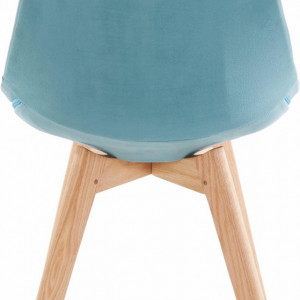 Set de 2 scaune Oldham, catifea/lemn masiv de stejar, petrol, 49x56x83 cm - Img 5