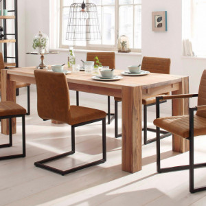Set de 2 scaune Sabine piele sintetica/metal, cognac 54 x 59 x 87 cm - Img 4