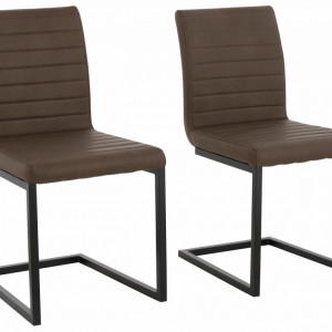 Set de 2 scaune Sabine piele sintetica/metal, maro 54 x 59 x 87 cm - Img 1