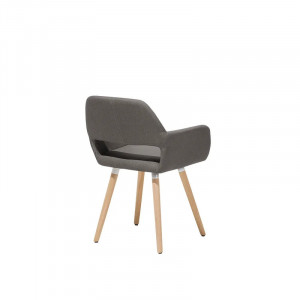 Set de 2 scaune tapitate Alida, textil/lemn masiv de fag, taupe/natur, 44 x 56 x 81 cm