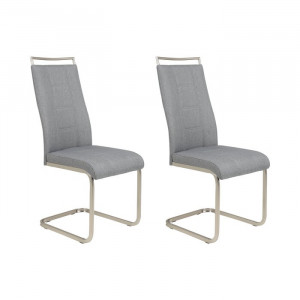 Set de 2 scaune tapitate Griffing, gri/argintiu, 102 x 43 x 56 cm