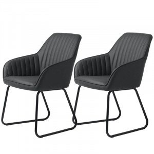 Set de 2 scaune tapitate Lisa, gri inchis/negru, 84 x 57,5 x 59 cm