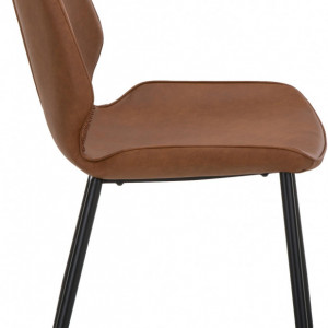 Set de 2 scaune tapitate Louis, metal/piele, maro/negru, 44 x 82 x 58 cm - Img 3