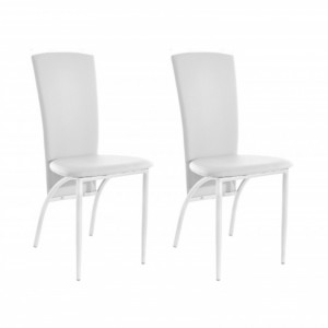 Set de 2 scaune tapitate Nicole piele sintetica/aluminiu, alb, 45 x 53 x 96 cm - Img 1