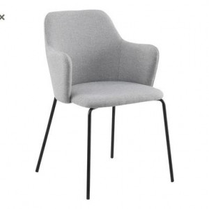 Set de 2 scaune tapitate Oslo, negru/gri, 58 x 53 x 85 cm - Img 2