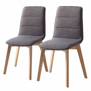 Set de 2 scaune Vallrun tapitat, tesatura/stejar masiv, gri inchis, 48 x 93 x 61 cm
