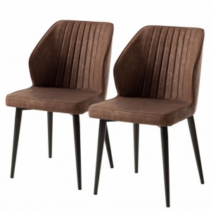 Set de 2 scaune Watson piele sintetica/otel, maro, 49 x 84 x 61 cm - Img 1