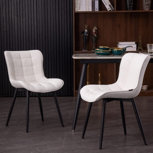 Set de 2 scaune Youtaste, metal/piele artificiala, alb/negru, 79 x 43 x 47 cm - Img 7