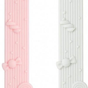 Set de 2 suporturi cu clema pentru suzeta bebelusului Cldy, silicon, roz/alb, 23 cm 