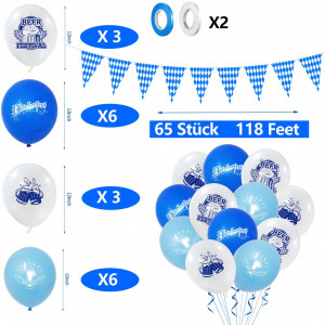 Set de 20 baloane si 36 fanioane XIAOTU, polietilena, albastru/alb - Img 7