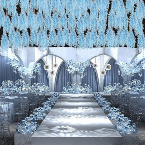 Set de 20 flori decorative pentru nunta YJINGRUI, metal/plastic, albastru, 20 x 100 cm - Img 2