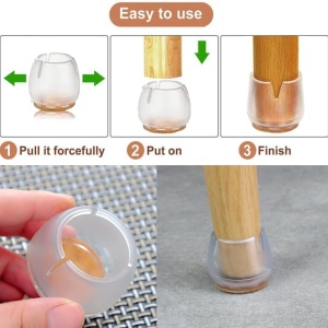 Set de 20 protectii pentru picioarele mobilierului Saijian, silicon/pasla, transparent/natur, 40 mm 