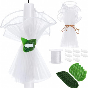 Set de 21 accesorii pentru decorare lumanare de botez Herdear, plastic/textil, alb/verde