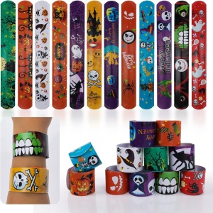 Set de 24 bratari pentru Halloween Yisscen, PVC, multicolor, 3 x 22 cm