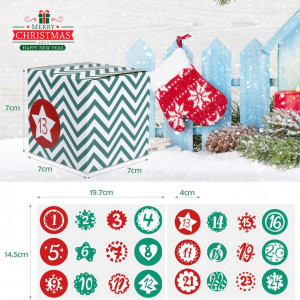 Set de 24 cutii cu autocolante pentru calendar de advent Kesote, hartie,multicolor, 7 x 7 x 7 cm