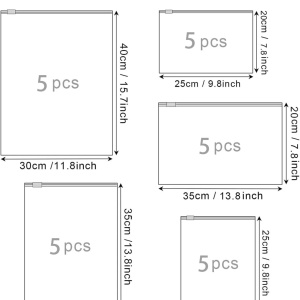 Set de 25 pungi impermeabile pentru imbracaminte Wuzun, plastic, transparent