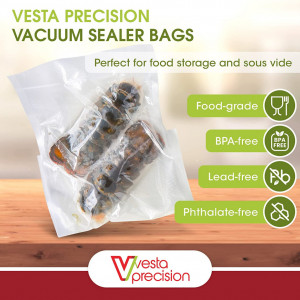 Set de 25 pungi pentru vidat alimente Vesta Precision, plastic, transparent, 20,3 x 30,5 cm - Img 8