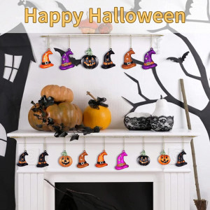 Set de 27 decoratiuni de Halloween EYQ, multicolor, plastic, 16 x 16 cm - Img 4