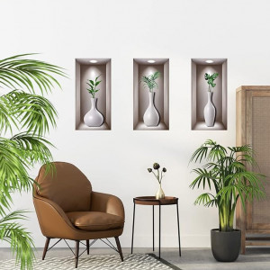 Set de 3 autocolante CAINCAY, vinil, verde/alb, 20cm x 40cm 