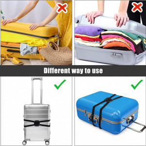 Set de 3 curele si 2 etichete pentru bagaje Nsvepon, plastic/poliester, albastru/negru