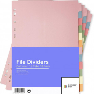 Set de 3 dosare separatoare pentru A4, carton, roz, 21 x 29,7 cm