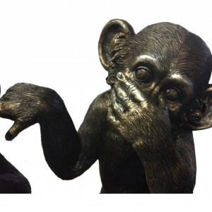 Set de 3 figurine decorative Felty, model maimute, polirasina, negru, 30 x 18 x 20 cm